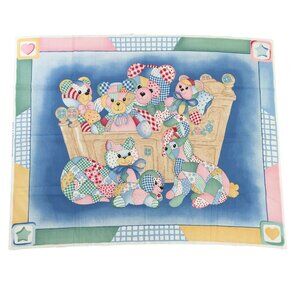 Vtg Helen Paule Calico Critters Fabric Panel Baby Blanket 44x35" Springs Ind Inc